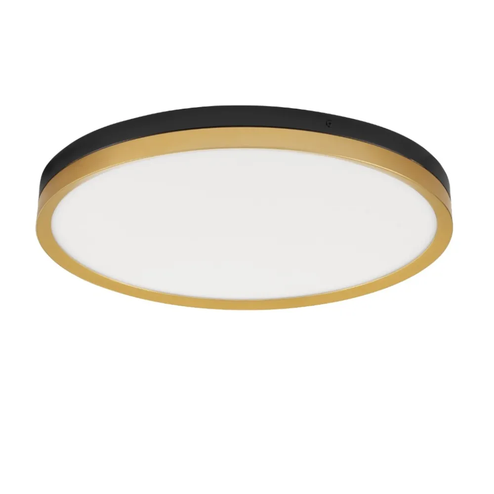 Plafoniere Moderne-Selezionato da Mazzolaluce Plafoniera nero oro rotonda 50cm led 38w 3000k
