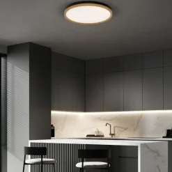 Plafoniere Moderne-Selezionato da Mazzolaluce Plafoniera nero oro rotonda 50cm led 38w 3000k