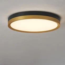 Plafoniere Moderne-Selezionato da Mazzolaluce Plafoniera nero oro rotonda 40cm led 31w 3000k