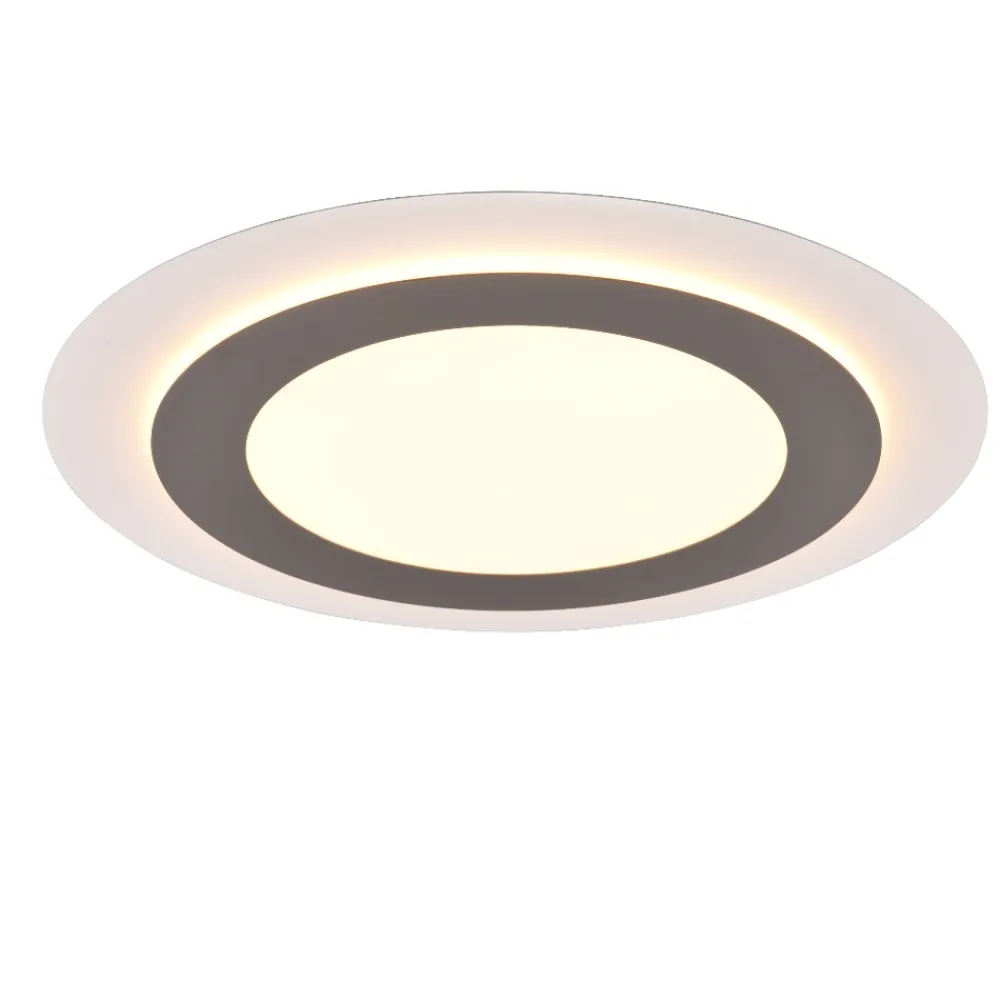 Plafoniere Moderne-Selezionato da Mazzolaluce Plafoniera nickel rotonda led 2700k a 6500k moderna con telecomando