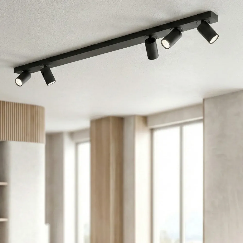 Plafoniere Moderne-Perenz Illuminazione Plafoniera oddy perenz con spot nero per soggiorno