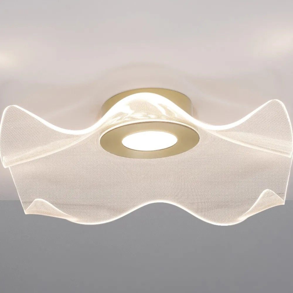 Plafoniere Moderne-Selezionato da Mazzolaluce Plafoniera oro design fazzoletto led 31w 3000k moderna