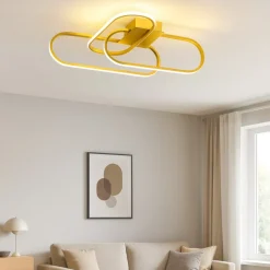 Plafoniere Moderne-Selezionato da Mazzolaluce Plafoniera oro design per soggiorno moderno led 3000k dimmerabile