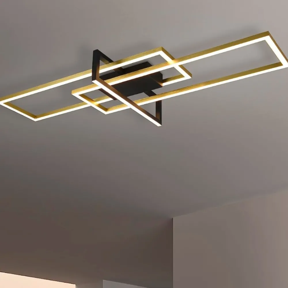 Plafoniere Moderne-Selezionato da Mazzolaluce Plafoniera oro led 34w 3000k dimmerabile moderna design per soggiorno