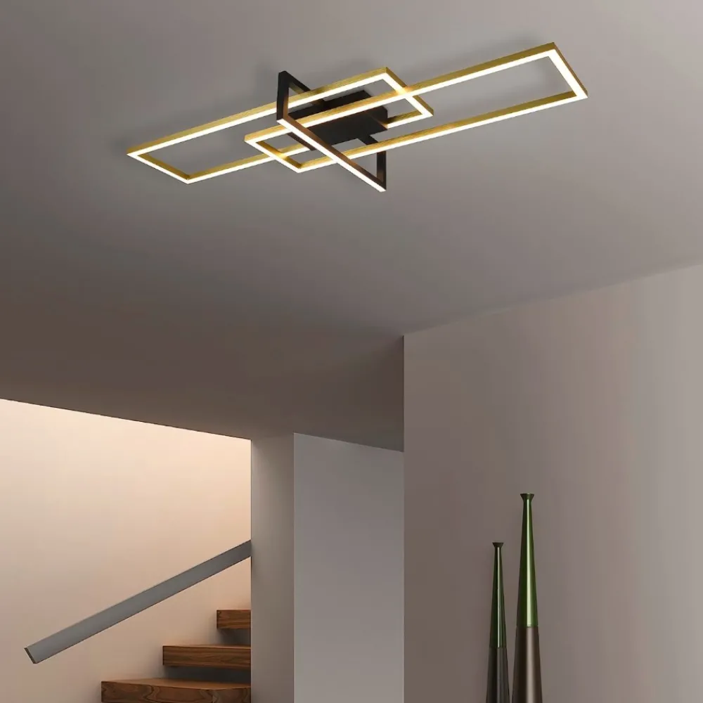 Plafoniere Moderne-Selezionato da Mazzolaluce Plafoniera oro led 34w 3000k dimmerabile moderna design per soggiorno