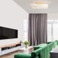Plafoniere Moderne-Selezionato da Mazzolaluce Plafoniera oro led 33w 3000k per salotto contemporaneo