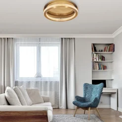 Plafoniere Moderne-Selezionato da Mazzolaluce Plafoniera oro per camera da letto led 40w 3000k dimmerabile