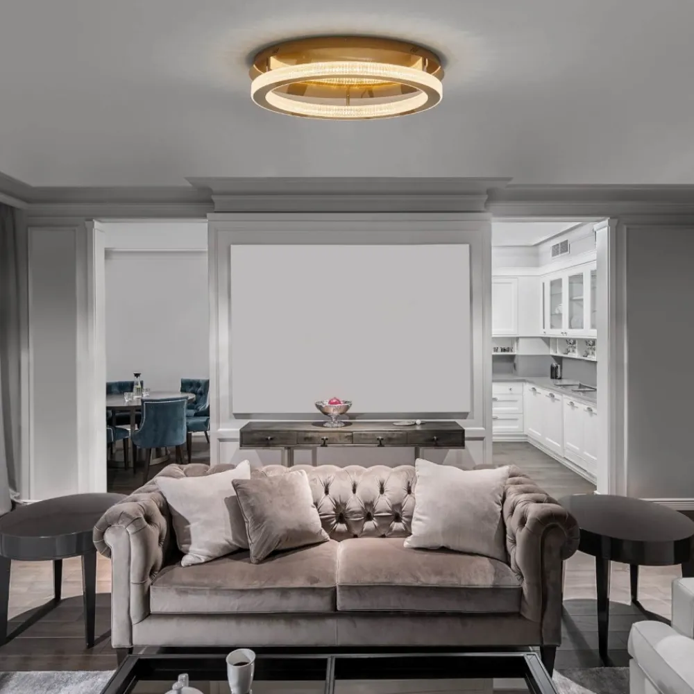 Plafoniere Moderne-Selezionato da Mazzolaluce Plafoniera oro per camera da letto led 40w 3000k dimmerabile