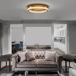 Plafoniere Moderne-Selezionato da Mazzolaluce Plafoniera oro per soggiorno cerchio led stile contemporaneo
