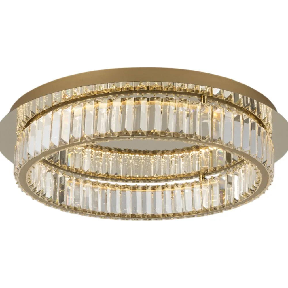Plafoniere Moderne-Selezionato da Mazzolaluce Plafoniera oro rotonda di cristallo per salotto led 40w 3500k