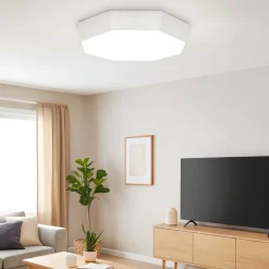 Plafoniere Moderne-Selezionato da Mazzolaluce Plafoniera ottagonale bianca design moderna led per soggiorno