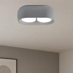 Plafoniere Moderne-Sforzin Illuminazione Plafoniera ovale da cucina sforzin mysia grigia