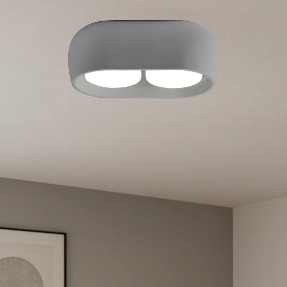 Plafoniere Moderne-Sforzin Illuminazione Plafoniera ovale da cucina sforzin mysia grigia