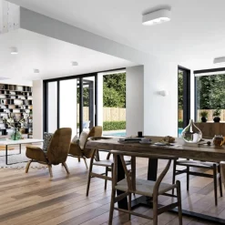 Plafoniere Moderne-Sforzin Illuminazione Plafoniera ovale moderna di gesso bianco sforzin mysia