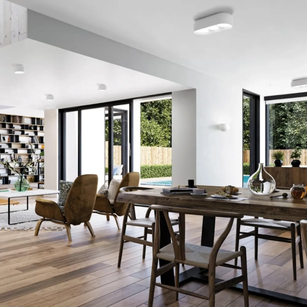 Plafoniere Moderne-Sforzin Illuminazione Plafoniera ovale moderna di gesso bianco sforzin mysia