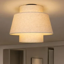 Plafoniere Moderne-Selezionato da Mazzolaluce Plafoniera paralume di tessuto beige