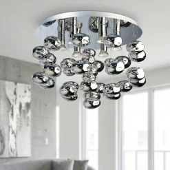 Plafoniere Moderne-Selezionato da Mazzolaluce Plafoniera per camera da letto bolle vetro cromate 50cm