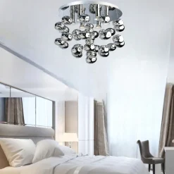 Plafoniere Moderne-Selezionato da Mazzolaluce Plafoniera per camera da letto bolle vetro cromate 50cm