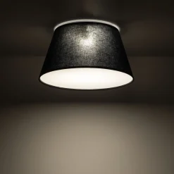 Plafoniere Moderne-Selezionato da Mazzolaluce Plafoniera per camera da letto cono di tessuto nero 38 cm