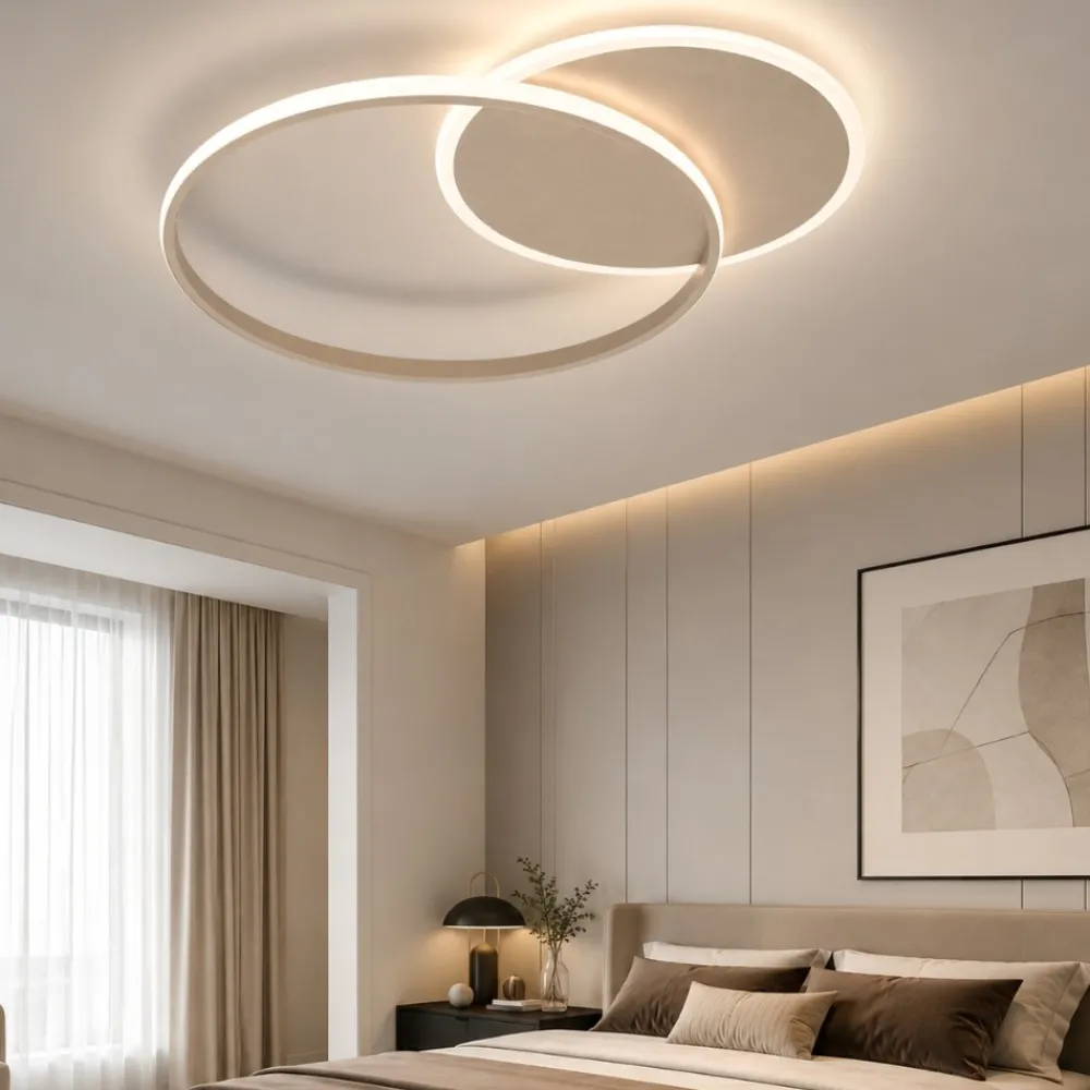 Plafoniere Moderne-Vivida International Plafoniera per camera da letto cerchi led 3000k 4000k sabbia vivida eclipse2