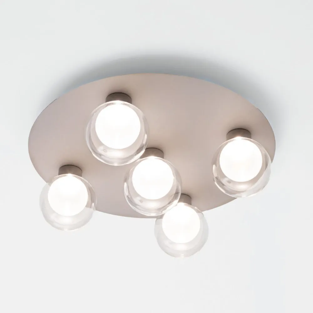 Plafoniere Moderne-Vivida International Plafoniera per camera da letto 5 sfere vetro led 3000k viviva essence champagne