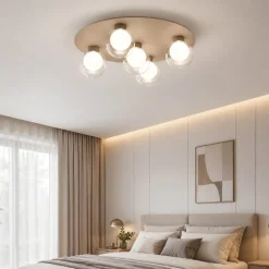 Plafoniere Moderne-Vivida International Plafoniera per camera da letto 5 sfere vetro led 3000k viviva essence champagne