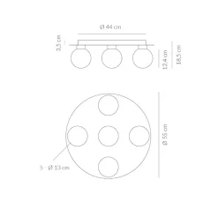 Plafoniere Moderne-Vivida International Plafoniera per camera da letto 5 sfere vetro led 3000k viviva essence champagne