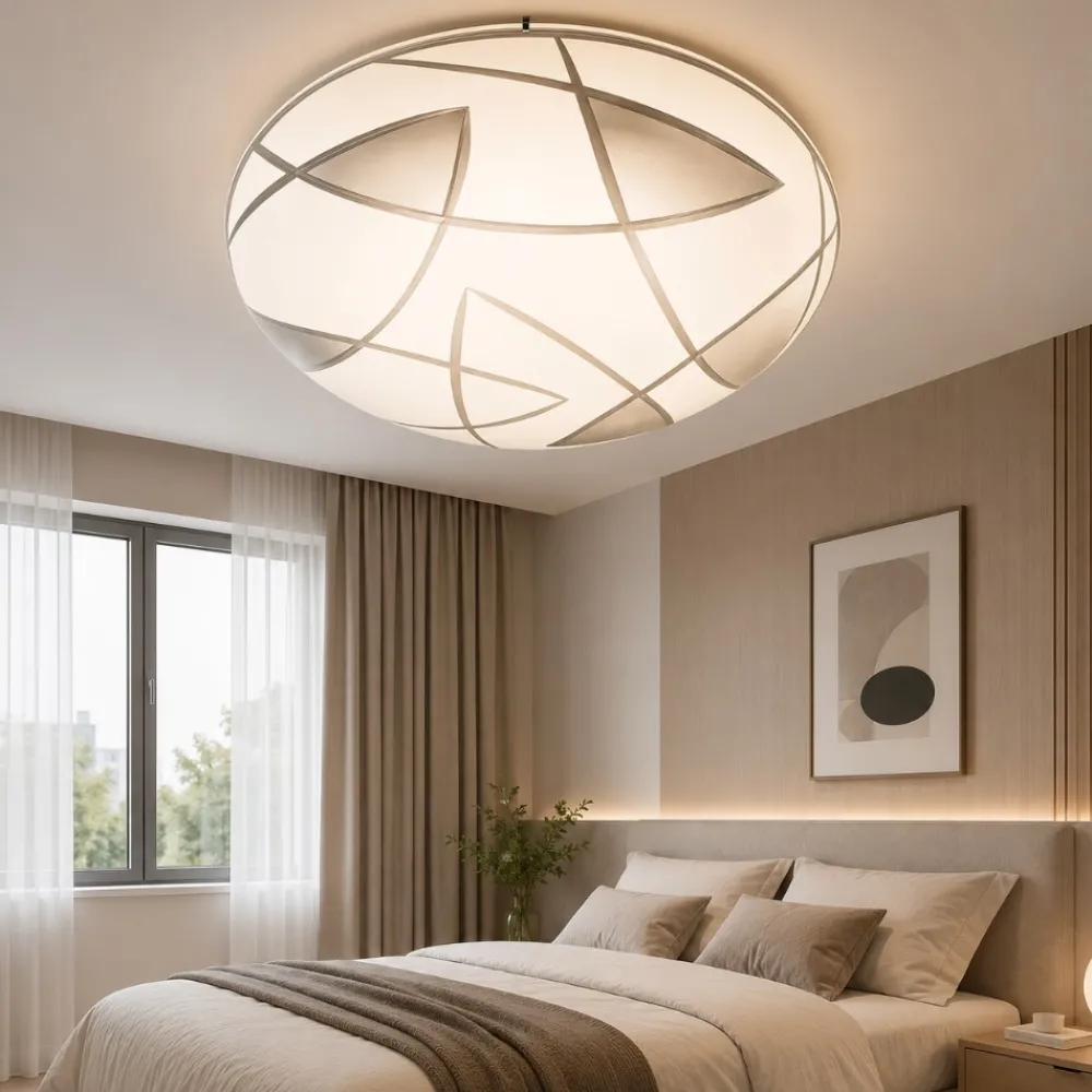 Plafoniere Moderne-Perenz Illuminazione Plafoniera per camera da letto tonda vetro 40 cm decorato bianco fish perenz