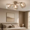Plafoniere Moderne-Selezionato da Mazzolaluce Plafoniera per camera da letto design moderna tortora vetri sfere cognac