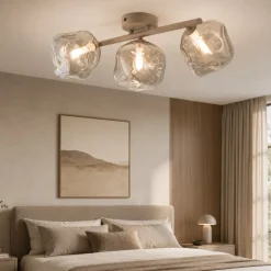 Plafoniere Moderne-Selezionato da Mazzolaluce Plafoniera per camera da letto design moderna tortora vetri sfere cognac