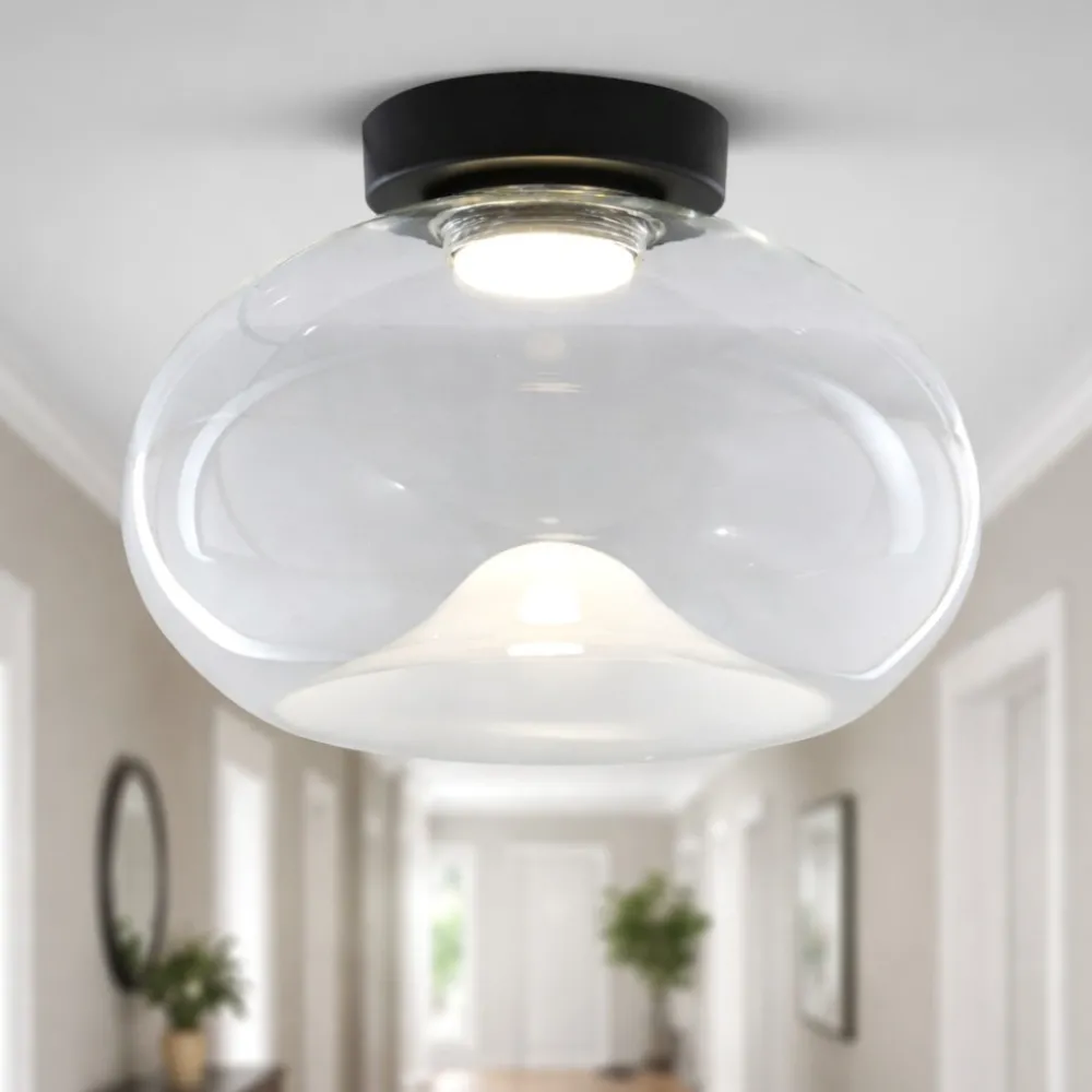 Plafoniere Moderne-Fabas Luce Plafoniera per camera da letto di vetro trasparente brena