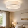 Plafoniere Moderne-Selezionato da Mazzolaluce Plafoniera per camera da letto cilindro di tessuto bianco moderna