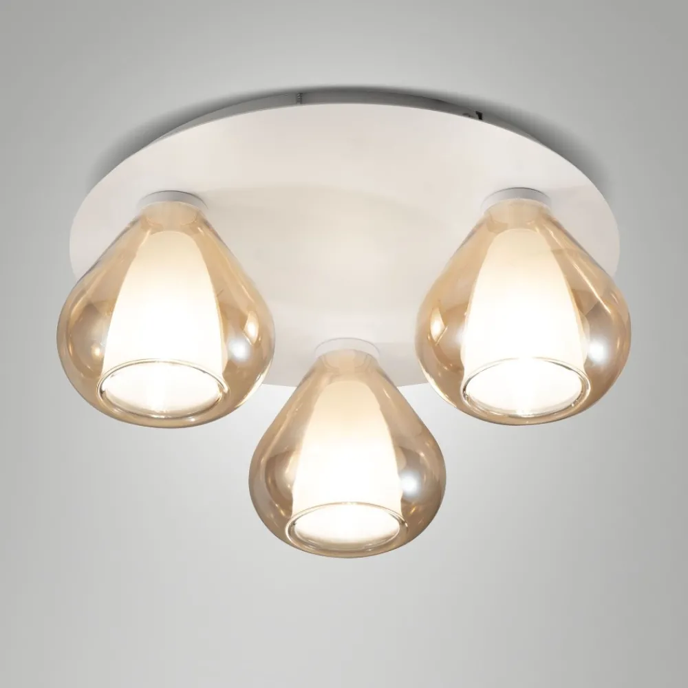 Plafoniere Moderne-Fabas Luce Plafoniera per camera da letto con vetri ambra moderna lila