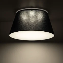 Plafoniere Moderne-Selezionato da Mazzolaluce Plafoniera per camera da letto nera cono di tessuto da soffitto 50 cm