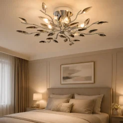Plafoniere Moderne-Affralux Plafoniera per camera da letto cromo cristalli fume
