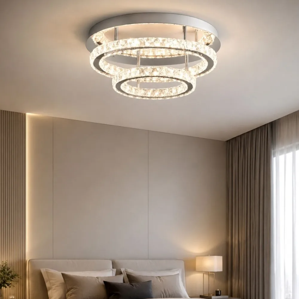 Plafoniere Moderne-Selezionato da Mazzolaluce Plafoniera per camera da letto led anelli di cristallo
