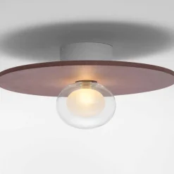 Plafoniere Moderne-Selezionato da Mazzolaluce Plafoniera per camera da letto hos disco di cemento rosso rotonda moderna