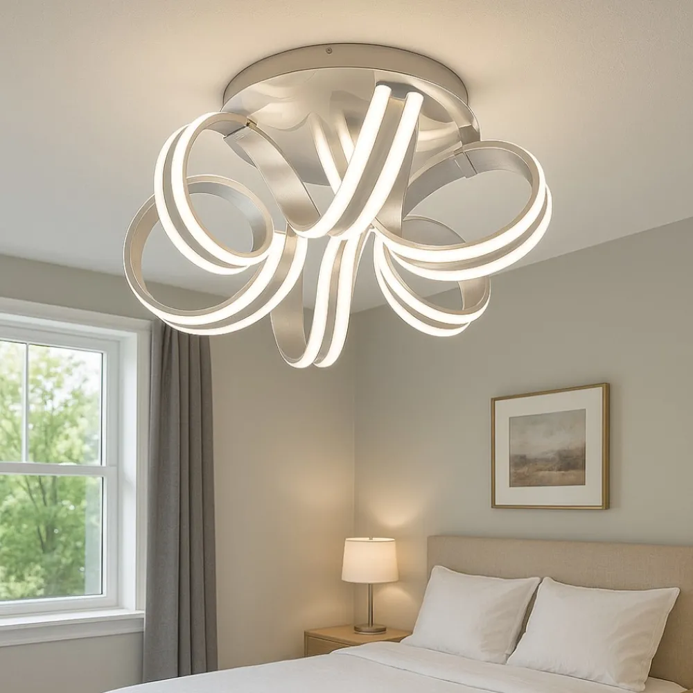 Plafoniere Moderne-Selezionato da Mazzolaluce Plafoniera per camera da letto moderna nichel