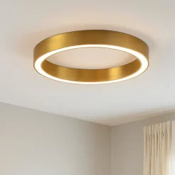 Lampadari Moderni-Selezionato da Mazzolaluce Plafoniera per camera da letto anello oro led 3000k dimmerabile