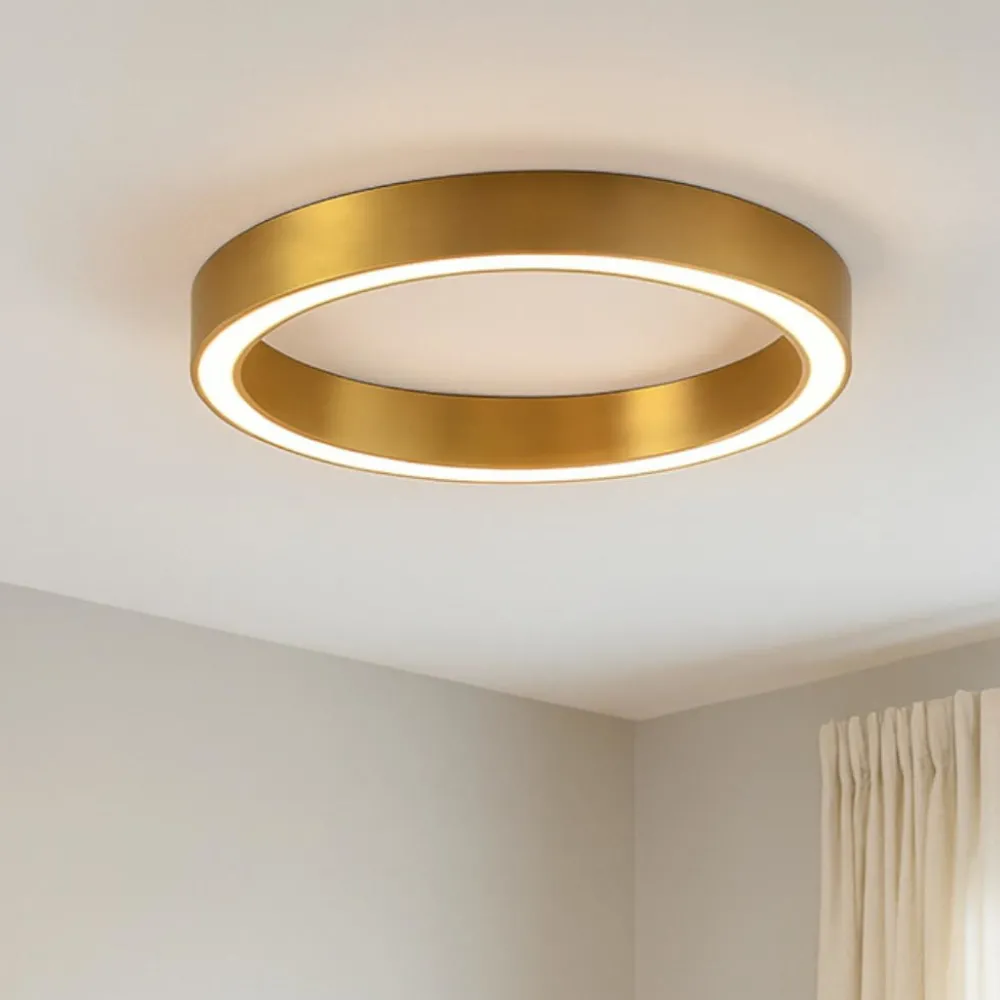 Lampadari Moderni-Selezionato da Mazzolaluce Plafoniera per camera da letto anello oro led 3000k dimmerabile