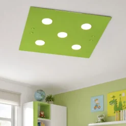 Plafoniere Moderne-Top Light Plafoniera per cameretta in vetro lucido verde quadrata moderna