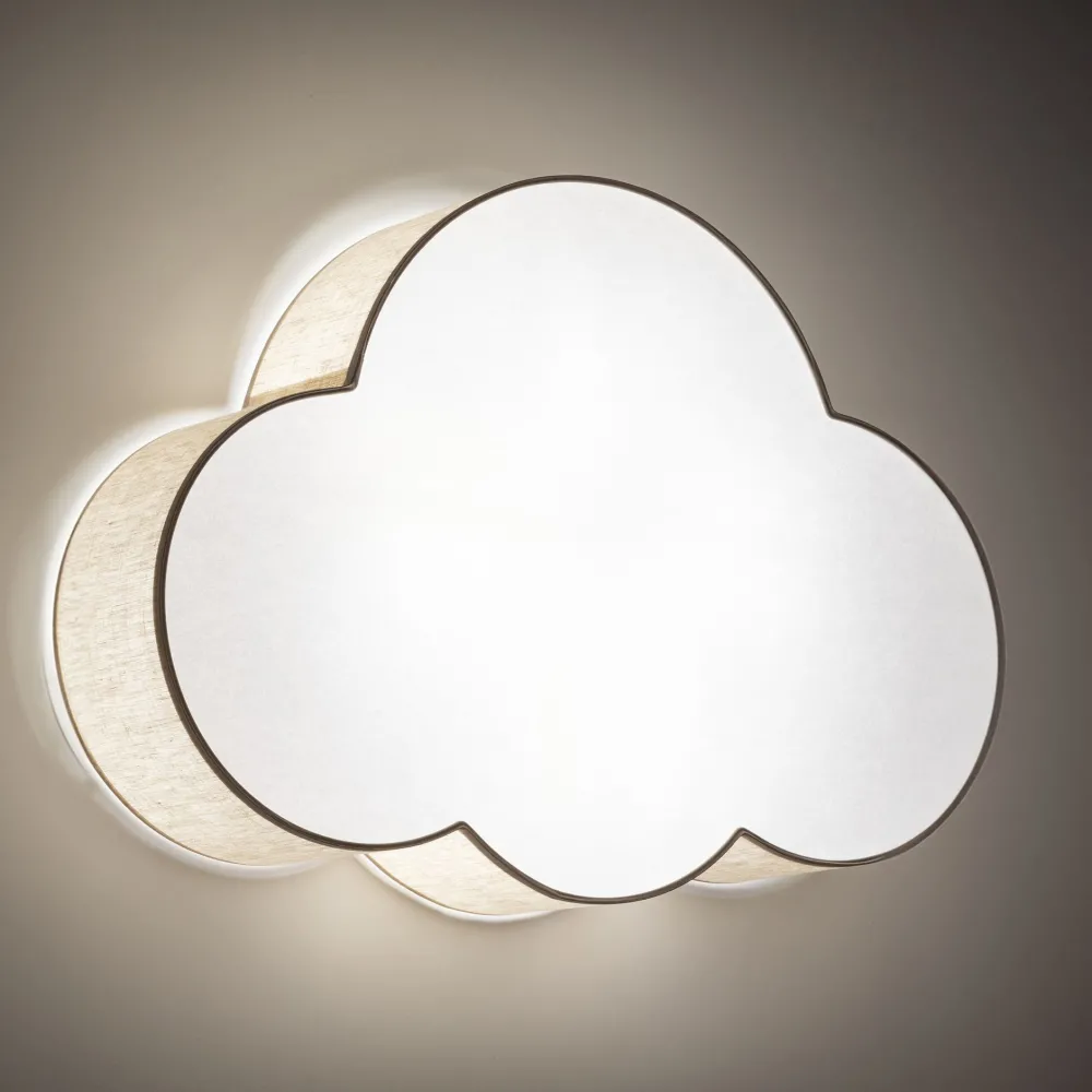 Plafoniere Moderne-Selezionato da Mazzolaluce Plafoniera per cameretta nuvola di tessuto lino beige 63 cm