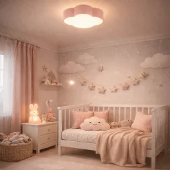 Plafoniere Moderne-Selezionato da Mazzolaluce Plafoniera per camerette bambina nuvola di tessuto rosa 43 cm