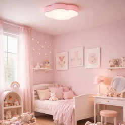 Plafoniere Moderne-Selezionato da Mazzolaluce Plafoniera per camerette bambina nuvola di tessuto rosa 43 cm