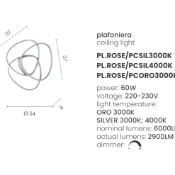 Plafoniere Moderne-Ondaluce Plafoniera per camrera da letto rose led 4000k pc silver