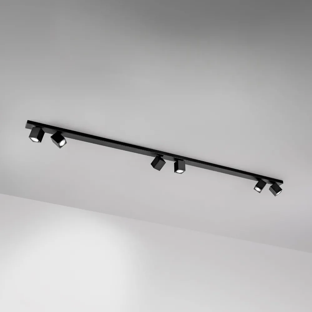 Plafoniere Moderne-Perenz Illuminazione Plafoniera per cucina 200cm con spot orientabili nera oddy perenz