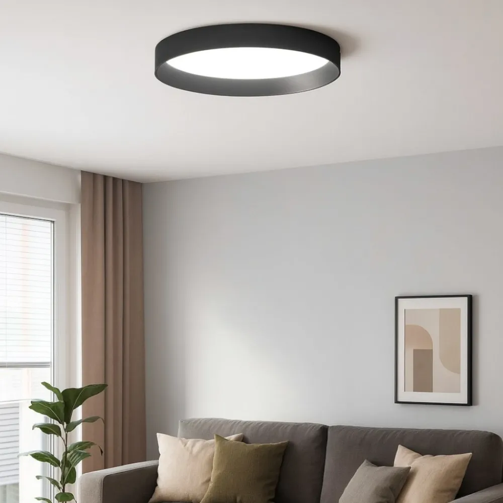 Plafoniere Moderne-Ideal Lux Plafoniera per cucina fly pl d35 led 18w 3000k nera doppia luce
