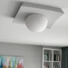 Plafoniere Moderne-Selezionato da Mazzolaluce Plafoniera per cucina in gesso squadrato con sfera di vetro