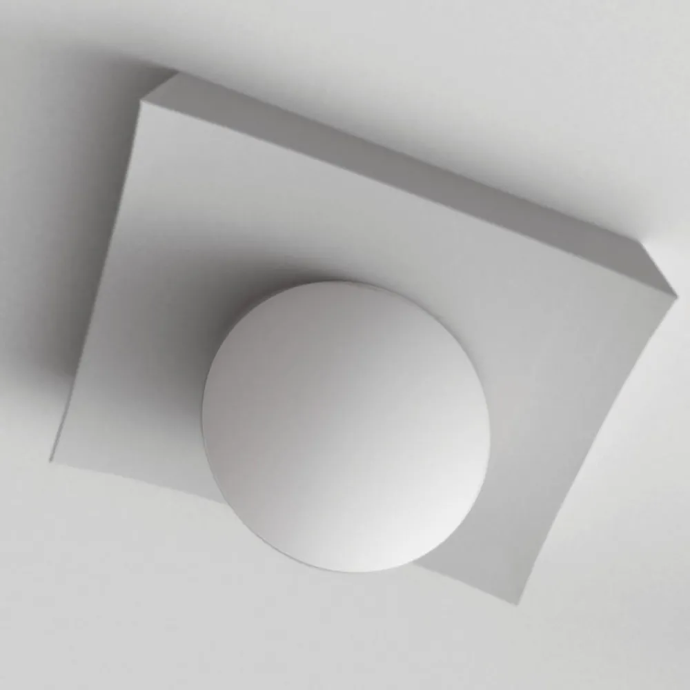 Plafoniere Moderne-Selezionato da Mazzolaluce Plafoniera per cucina in gesso squadrato con sfera di vetro