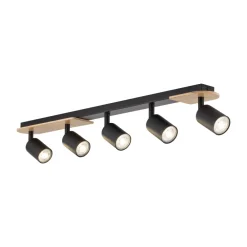 Plafoniere Moderne-Selezionato da Mazzolaluce Plafoniera per cucina in legno con faretti orientabili nera